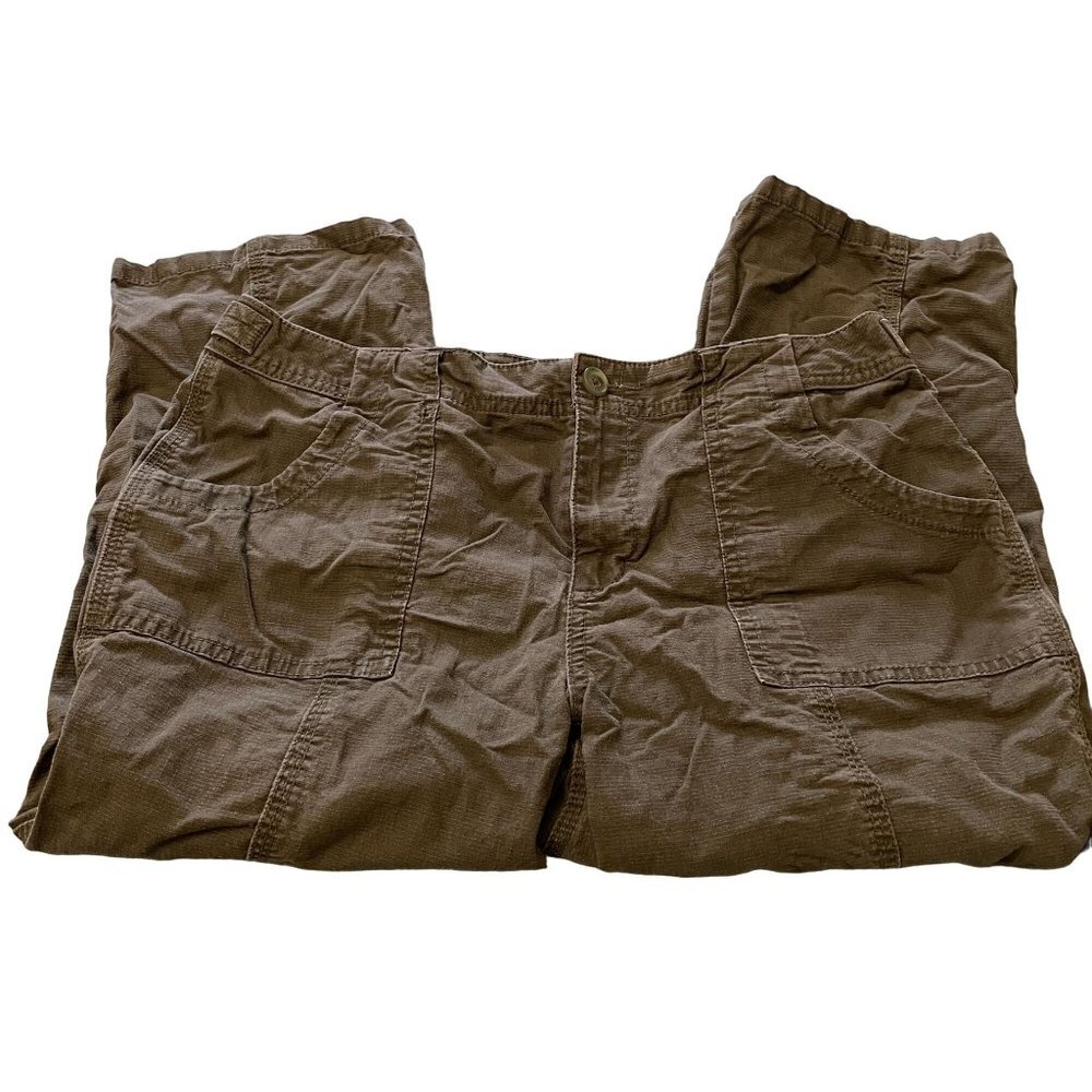 Coldwater Creek Natural Fit Crop Leg Pants 29" Length - Olive Waffle Texture- 10